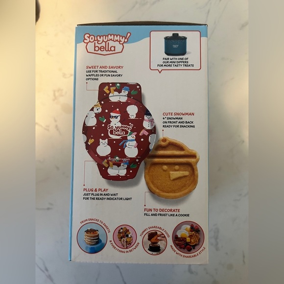 So Yummy by bella Mini Waffle Maker Snowman: Nonstick, limited edition- NWT - Picture 6 of 8